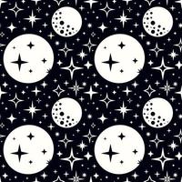 svartvit mönster med måne och stjärnor i 50s stil vektor