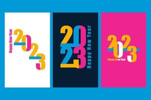 2023 Reihe heller Plakate für das neue Jahr. abstraktes Typografie-Design vektor