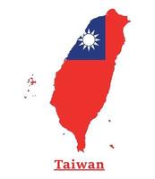 taiwan nationell flagga Karta design, illustration av taiwan Land flagga inuti de Karta vektor