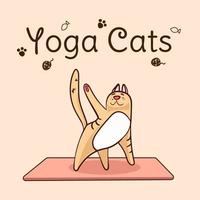 Internationaler Yoga-Tag. Katzen-Yoga. Yoga-Pose und Übung. bunte flache gezeichnete illustartion des vektors hand. vektor