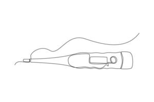 einzelnes einzeiliges Zeichnungsthermometer. medizinisches gerätekonzept. ununterbrochene Linie zeichnen grafische Vektorillustration des Designs. vektor