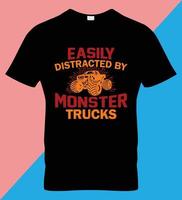 printabel monster lastbilar. t-shirt design. vektor