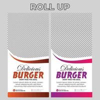 Lebensmittelrestaurant-Rollup-Banner-Beschilderungsvorlage vektor