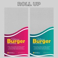 Lebensmittelrestaurant-Rollup-Banner-Beschilderungsvorlage vektor