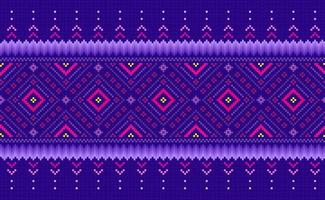 pixel etnisk mönster, vektor broderi dekorativ bakgrund, geometrisk korsa sy stam- stil
