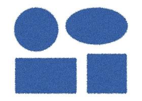 Reihe von Denim-Formen. Zerrissene Jeansflecken - Kreis, Quadrat, Oval und Rechteck. vektorrealistische illustration auf weißem hintergrund vektor