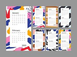 abstrakter Kalender 2023 Neujahrsdesign vektor