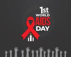 värld AIDS dag. AIDS dag med röd band begrepp. AIDS medvetenhet ikon design för affisch, baner, t-shirt. vektor illustration isolerat på vit bakgrund.