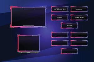 Reihe moderner Twitch-Gaming-Panels für die UI-Designvorlage vektor