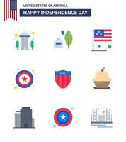 glücklicher unabhängigkeitstag 9 wohnungen icon pack für web und druck seurity american day sign polizei editierbare usa tag vektor design elemente