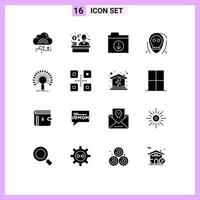 Stock Vector Icon Pack mit 16 Zeilen Zeichen und Symbolen für Informationen Monster Download Halloween Tod editierbare Vektordesign-Elemente