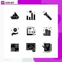 Solid Icon Set Pack mit 9 Glyphen-Icons isoliert auf weißem Hintergrund für Web-Print und Handy vektor