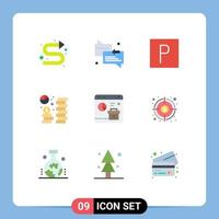 uppsättning av 9 modern ui ikoner symboler tecken för företag sparande parkera ekonomi valuta redigerbar vektor design element