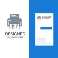 konfidentiell data radera dokumentera fil information dokumentförstörare grå logotyp design och företag kort mall vektor
