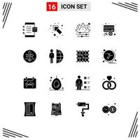 satz von 16 modernen ui-symbolen symbole zeichen für guide credit creative plus kartenbearbeitbare vektordesignelemente vektor
