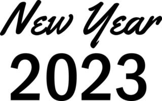 2023 Lycklig ny år text logotyp design. siffra 2023 design mall. 2023 samling vektor