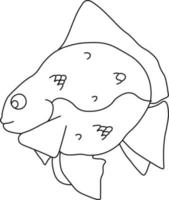 Fisch-Symbol. Wassertiere mit verschiedenen Flossen, Schuppen, Schwanz und Kiemen, die im Wasser schwimmen. Konzept Handzeichnung vektor