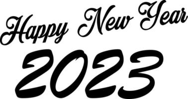 2023 Lycklig ny år text logotyp design. siffra 2023 design mall. 2023 samling vektor