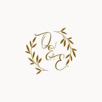 qe anfängliches Hochzeitsmonogramm-Logo vektor