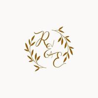 Re anfängliches Hochzeitsmonogramm-Logo vektor