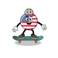 förenad stater flagga maskot spelar en skateboard vektor