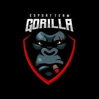 gorilla esport logotyp design illustration vektor