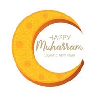 Muharram hälsning. islamic ny år med Lycklig ny år. vektor