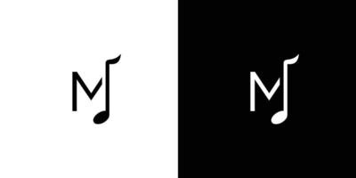 enkel och modern m brev första musik logotyp design vektor