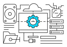 Lineare Computer-Netzwerk-Vektor-Icons vektor