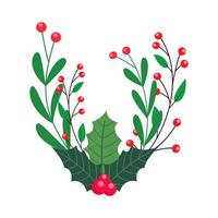 hand dragen jul järnek bär med träd grenar och löv. dekorativ jul växt element vektor