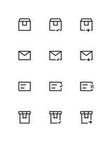 Online-Shopping und Lieferung 12 Icons Set-Design. enthält wie Schachtel, Post, Geschenk und Gutschein. Vektor-Illustration. vektor