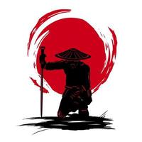 Samurai der Schwertheld für farbenfrohes T-Shirt-Design. abstrakte Vektorillustration. vektor