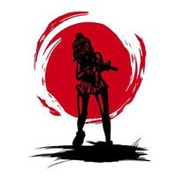 Samurai der Schwertheld für farbenfrohes T-Shirt-Design. abstrakte Vektorillustration. vektor