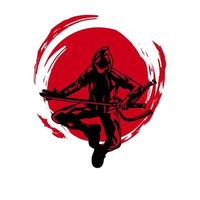 Samurai-Schwertkämpfer-Held-T-Shirt bunter Entwurf. abstrakte Vektorillustration. vektor