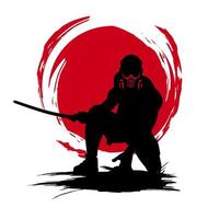 Samurai-Schwertkämpfer-Held-T-Shirt bunter Entwurf. abstrakte Vektorillustration. vektor