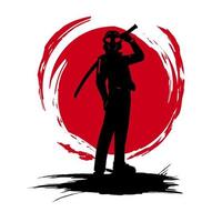 Samurai-Schwertkämpfer-Held-T-Shirt bunter Entwurf. abstrakte Vektorillustration. vektor