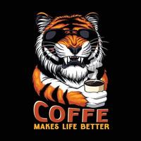 tiger dryck kaffe vektor illustration