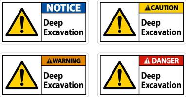 djup utgrävning fara tecken på vit bakgrund vektor