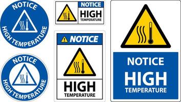 lägga märke till hög temperatur symbol och text säkerhet tecken. vektor