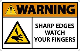 Warnung vor scharfen Kanten, achten Sie auf Ihre Finger auf weißem Hintergrund vektor