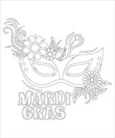 Mardi Gras Malvorlagen mit Blumen vektor