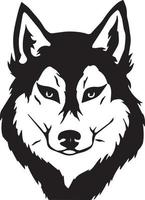 Wolfskopf Illustration Logo-Design. Wolf Maskottchen Vektorgrafiken. frontales symmetrisches Bild eines Wolfes, der gefährlich aussieht. Wolfsgesicht vektor