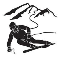 Person, die Snowboard fährt. Snowboarder in Aktionsvektorillustration. Extremer Wintersport. Snowboard-Emblem. Logo des Sportvereins. Snowboardausrüstung. vektor