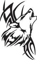 Wolfskopf Illustration Logo-Design. Wolf Maskottchen Vektorgrafiken. frontales symmetrisches Bild eines Wolfes, der gefährlich aussieht. Wolfsgesicht vektor