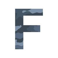 Englisches Alphabet Buchstabe f, Khaki-Stil isoliert auf weißem Hintergrund - Vektor