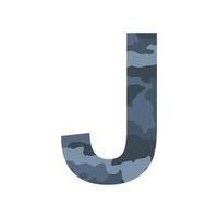 Englisches Alphabet Buchstabe j, Khaki-Stil isoliert auf weißem Hintergrund - Vektor