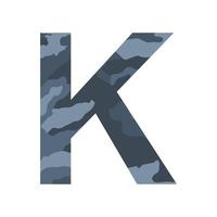 engelsk alfabet brev k, kaki stil isolerat på vit bakgrund - vektor