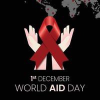 röd band i händer på grå bakgrund, värld cancer dag, symbol av bekämpa mot hiv, AIDS och cancer. begrepp av portion de där i behöver. först december värld AIDS dag cancer kontrollera. vektor