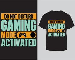 inte störa gaming läge aktiverad typografi vektor gaming t-shirt design fri ladda ner