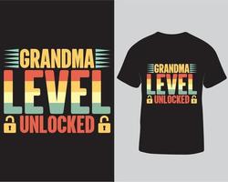 mormor nivå olåst gaming t-shirt design proffs ladda ner vektor